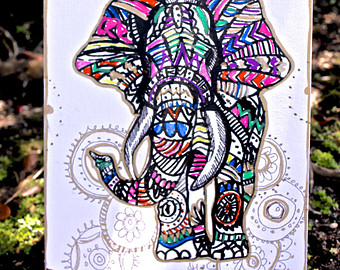 340x270 Collection Of Colorful Tribal Elephant Drawing High Quality - Tribal Elephant Painting