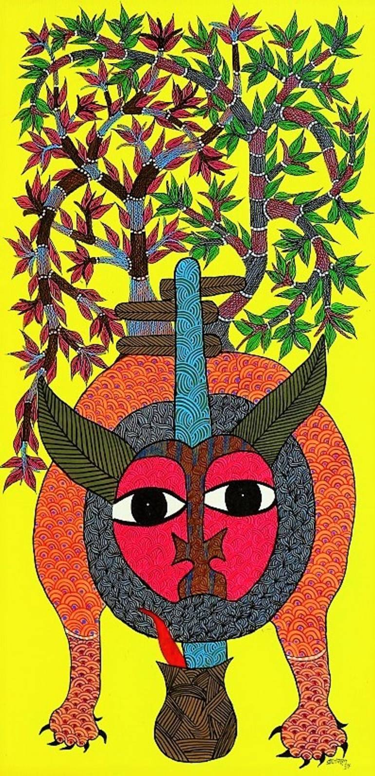 770x1593 Saatchi Art Original Handmade Tribal Gond Painting Illustration - Tribal Painting