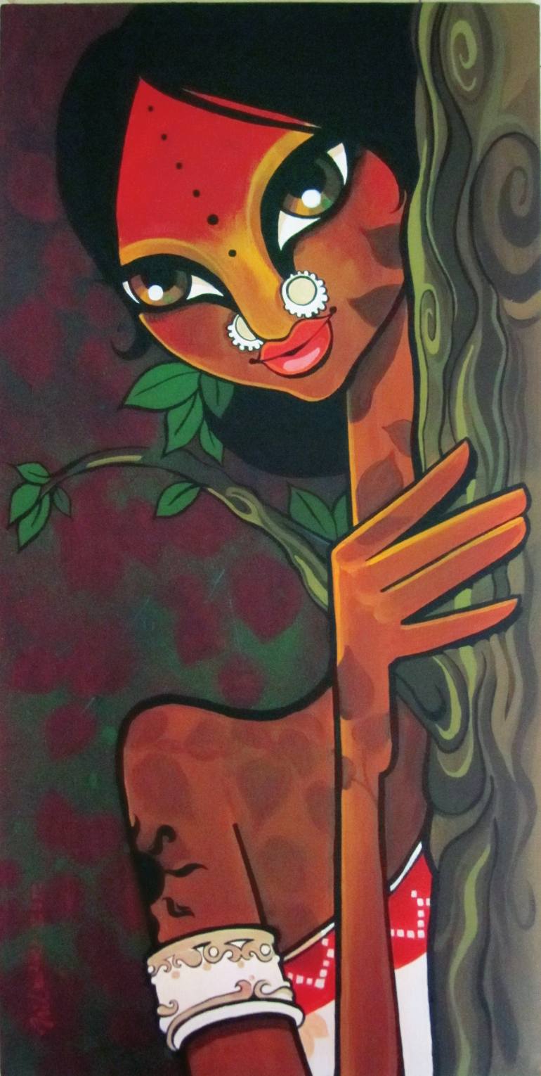 770x1530 Saatchi Art Tribal Belle Painting By Niloufer Wadia - Tribal Painting