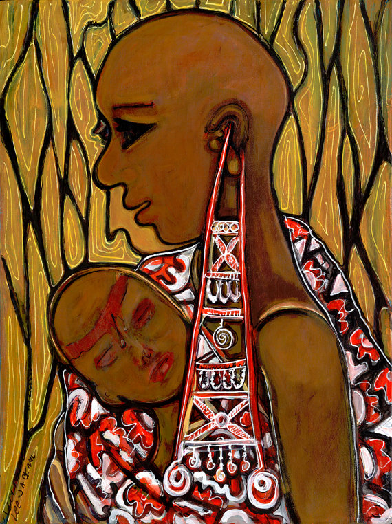 570x762 Sleepy Head Masai African Tribal Painting Tribal Prints - Tribal Painting