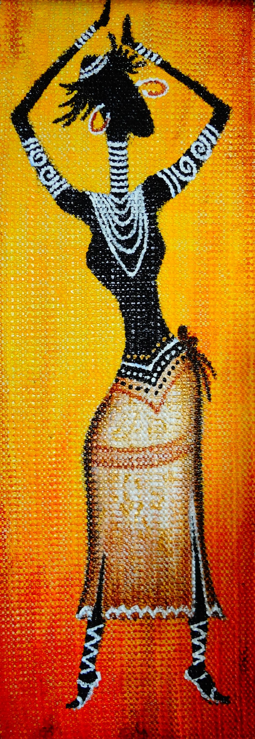 1024x2967 Abstract Painting Of Dancing Tribal Woman By Deepasampath86 - Tribal Painting