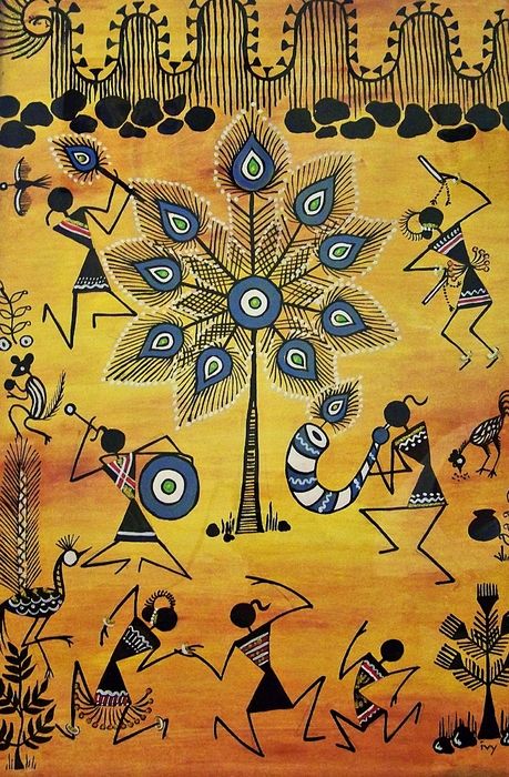 459x700 Tribal Warli Art. Geometric Designs Are The Dominant Patterns - Tribal Painting Designs