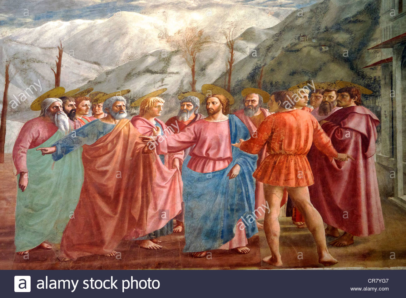 1300x953 The Tribute Money By Masaccio Brancacci Chapel Santa Maria Del - Tribute Money Painting