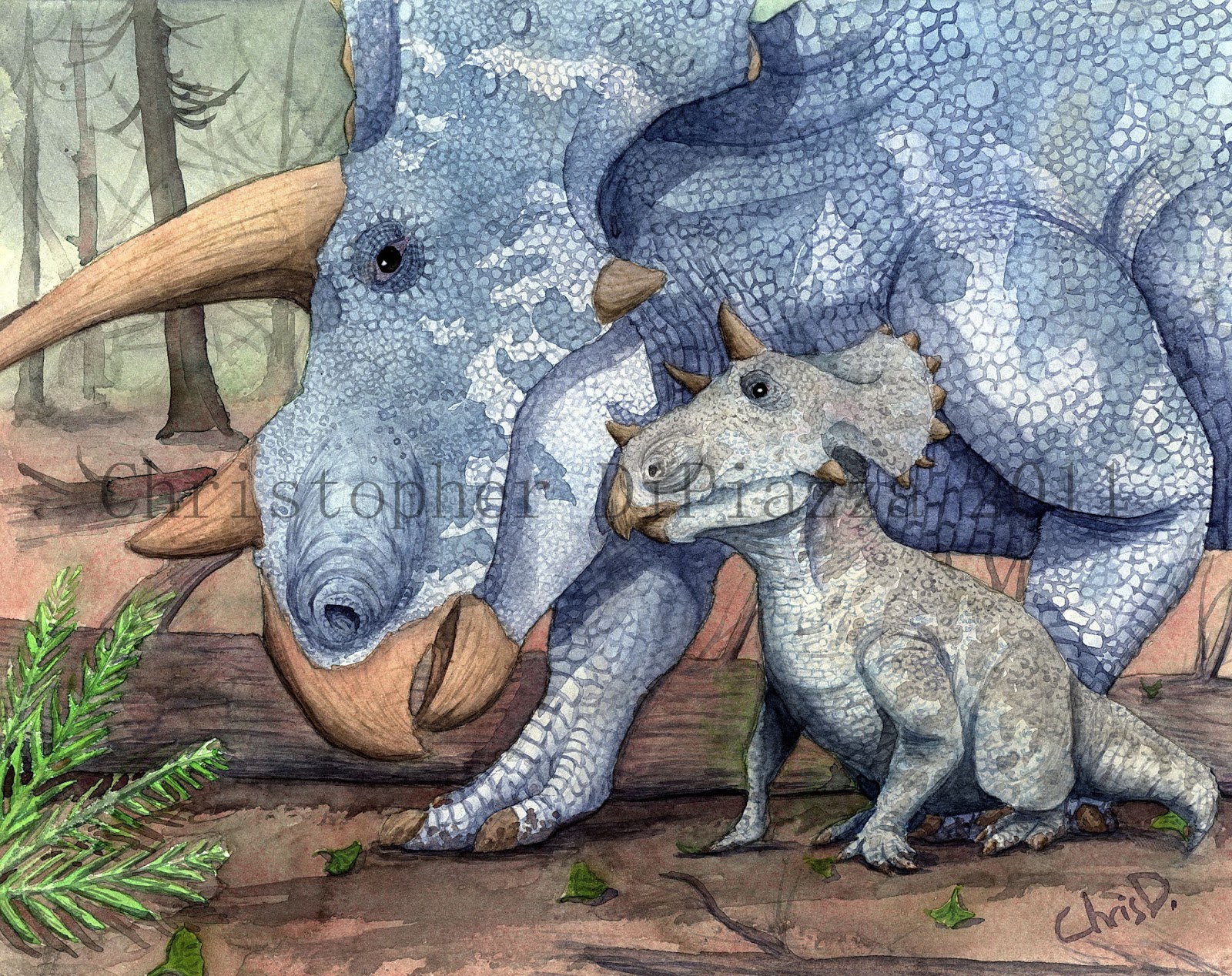 1600x1268 Prehistoric Beast Of The Week Rough Sketches To Finished - Triceratops Painting