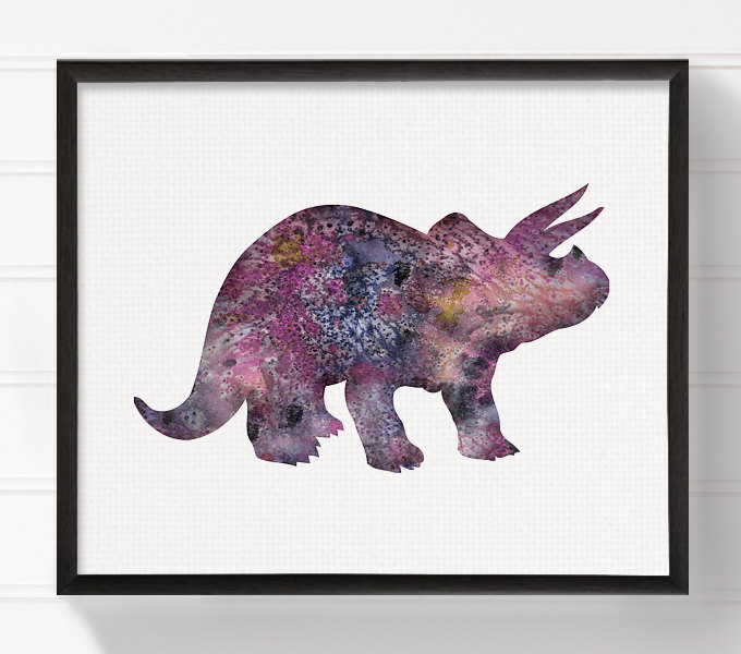 680x600 Triceratops Watercolor Dinosaur Dinosaur Art Nursery Wall - Triceratops Painting