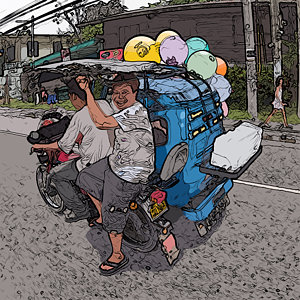 300x300 Philippines 2762 Party Supplies Painting By Rolf Bertram - Tricycle Painting