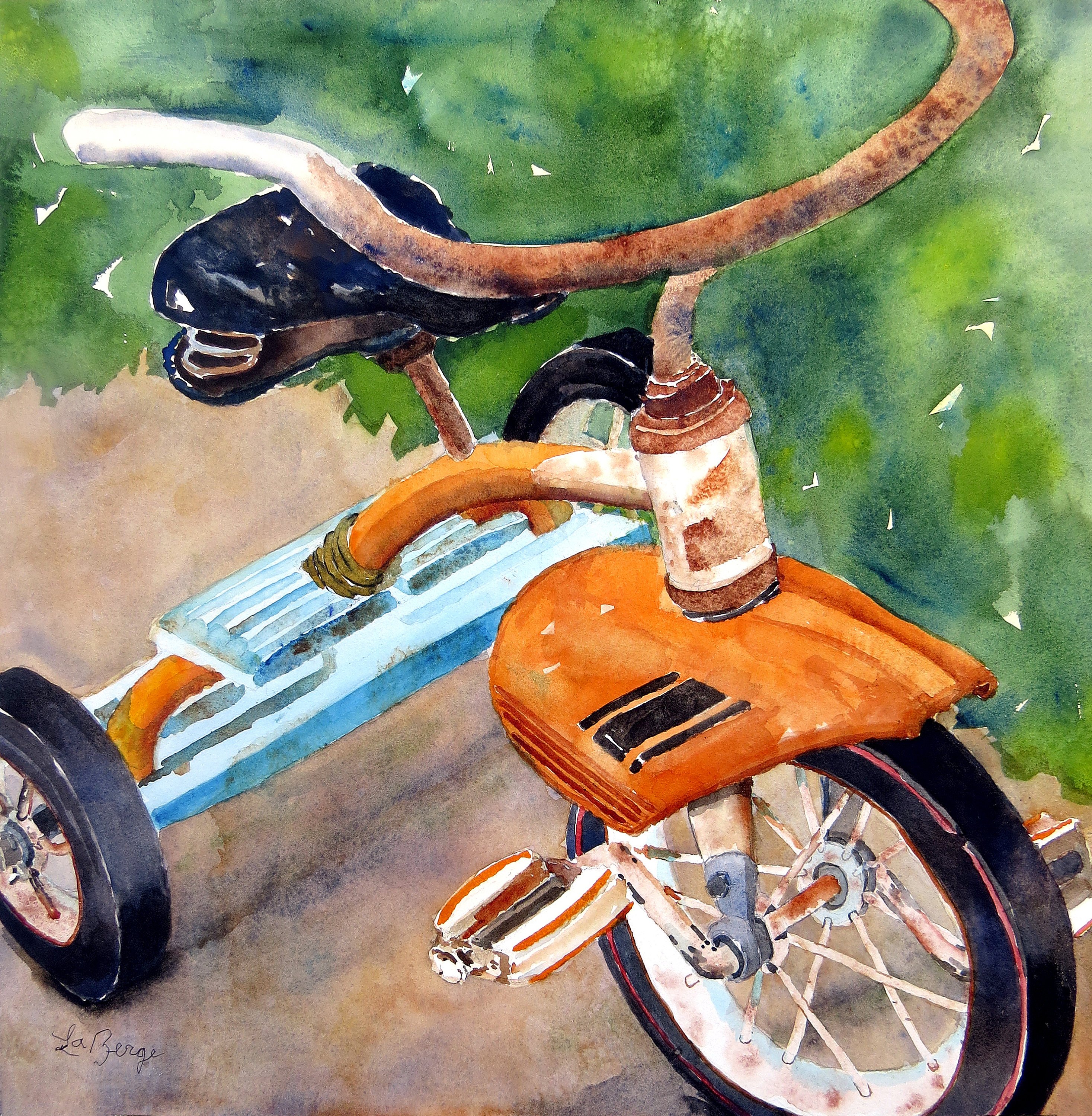 2935x3000 Child's Room, Art Print, Playroom Painting, Watercolor Print - Tricycle Painting