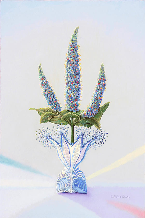 601x900 Blue Trident Painting By Purvis Evans - Trident Painting