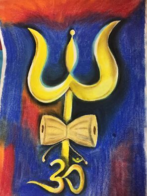 296x394 Buy Trishula The Trident Bam Bam Bhole Handmade Painting By - Trident Painting