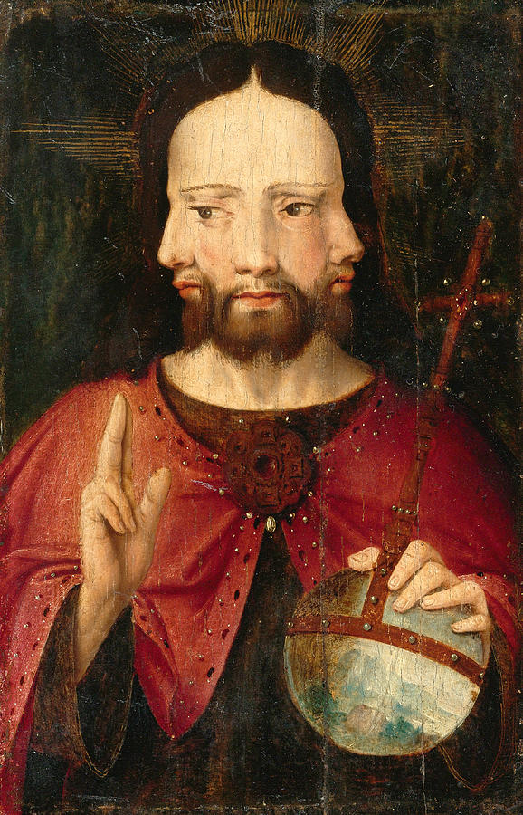 578x900 Christ With Three Faces. The Trinity Painting By Netherlandish School - Trinity Painting