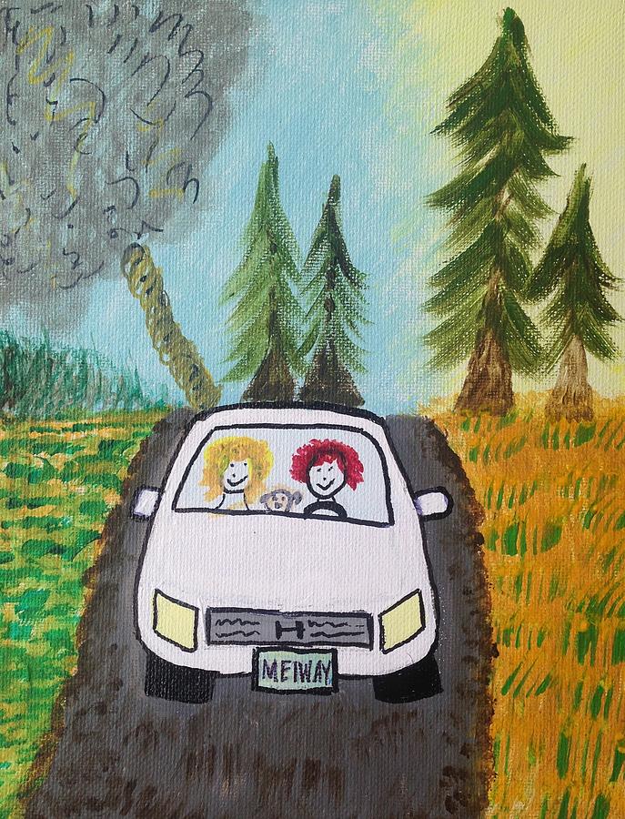 687x900 Sisters Road Trip Painting By Deborah Mattas - Trip Painting