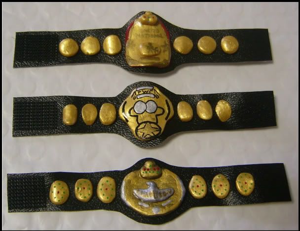 608x470 Ajpw Triple Crown Painted Action Figure Belt Custom Wwe Mattel - Triple Crown Painting