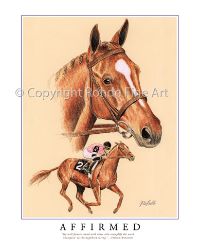 389x486 Affirmed Thoroughbred Amp Horse Racing Art For Sale Paintings By - Triple Crown Painting
