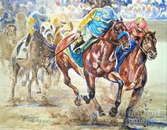 236x184 Triple Crown Winner American Pharoah, Horse Racing Art Giclee - Triple Crown Painting