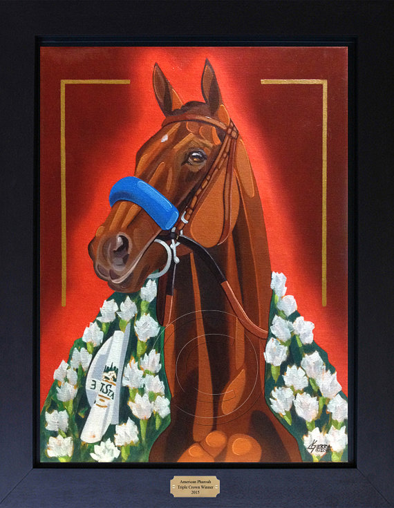 570x735 American Pharoah Triple Crown Winner Giclee Print Canvas - Triple Crown Painting