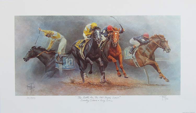 750x433 Fred Stone The Battle For The 1989 Triple Crown Horse Racing - Triple Crown Painting