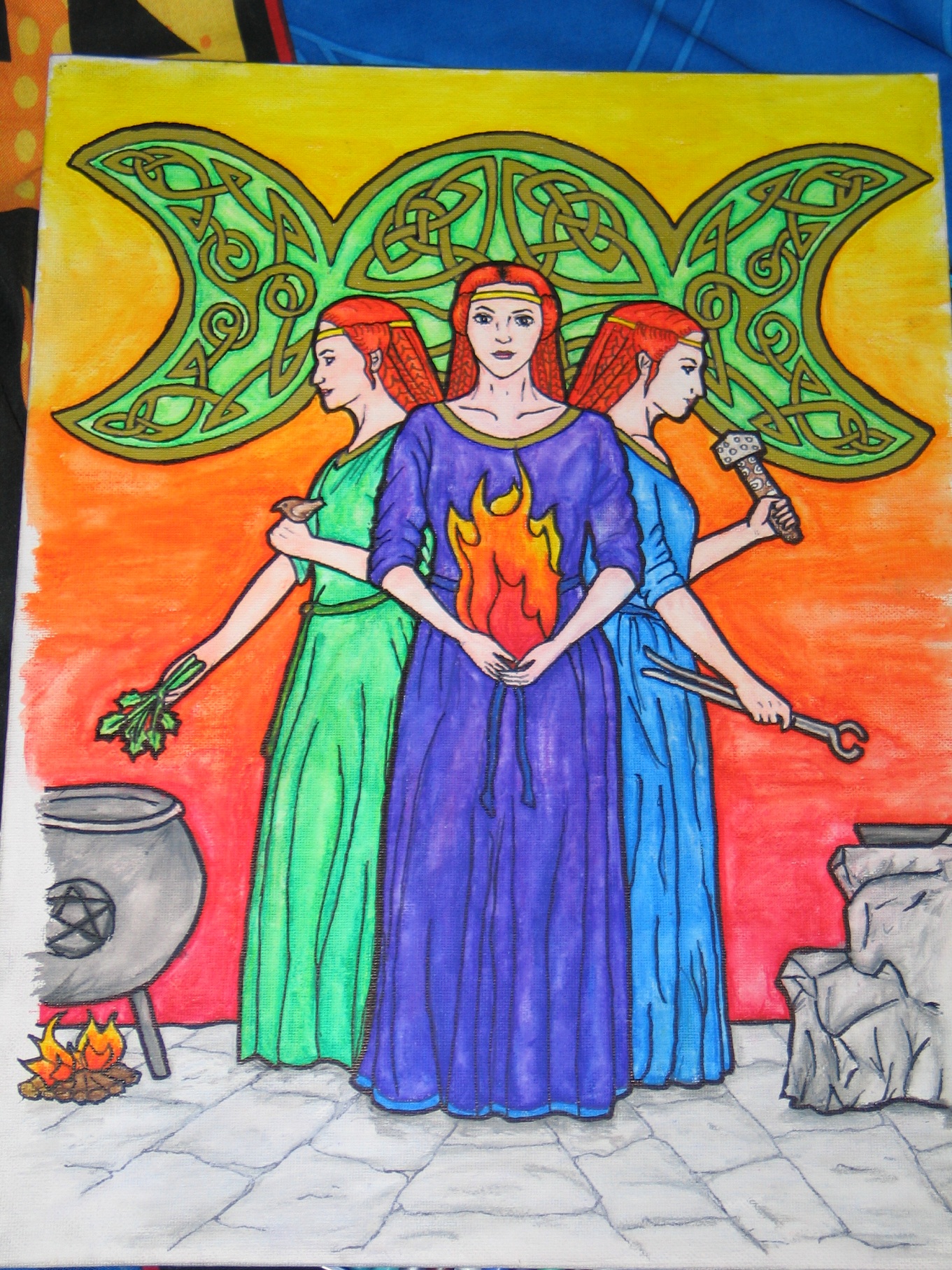 1361x1815 Sacred Art The Goddess Brighid A Secret Garden - Triple Goddess Painting