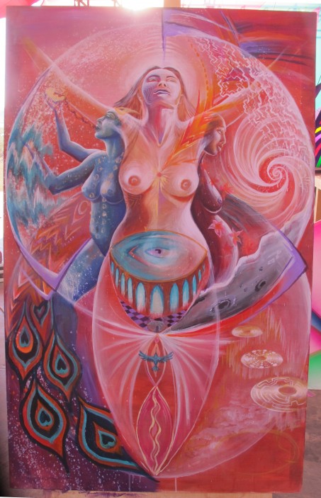 453x703 Boom Live Painting Triple Goddess Dance Temple Emanations - Triple Goddess Painting