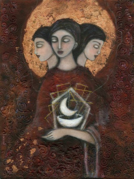 450x600 Painting By Olivos Art Art - Triple Goddess Painting