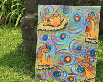 340x270 Squid Painting Monster Painting Mushroom Painting - Trippy Mushroom Painting