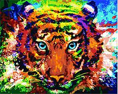 240x191 Mahuaf X1377 Trippy Tiger Diy Oil Painting By Numbers On Canvas - Trippy Oil Painting
