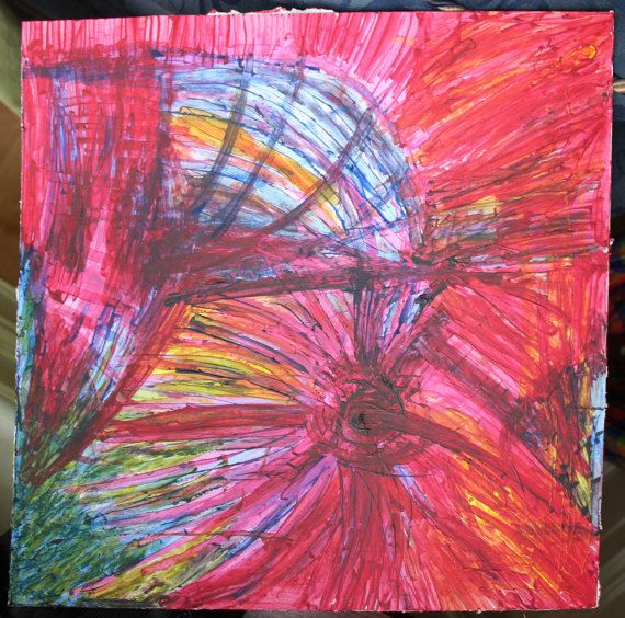 570x564 Pink Warm Abstract Line Oil Painting Trippy Expressive Colourful - Trippy Oil Painting