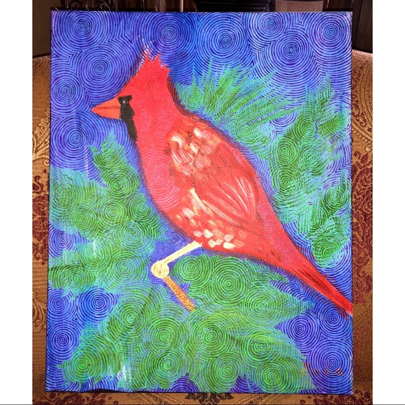 580x580 Accessories Trippy Cardinal Oil Painting Poshmark - Trippy Oil Painting