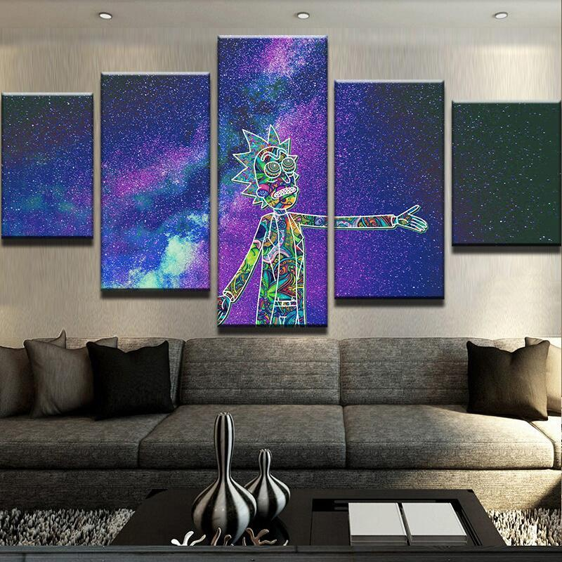 800x800 5 Piece Trippy Rick Canvas Wall Art Paintings For Sale It Make - Trippy Wall Painting