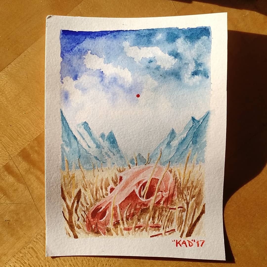 1080x1080 In The Grass Watercolor 4x6 (I.redd.it) Submitted By Triptik - Triptik Painting