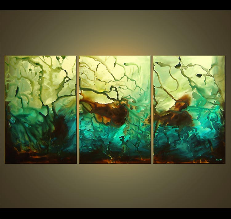 750x709 Painting - Triptych Canvas Painting