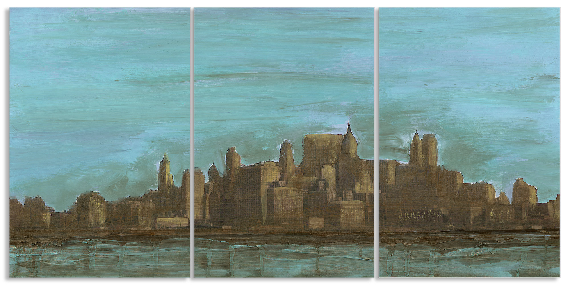 2000x1000 Stupell Industries Manhattan Oil Painting Look 3 Piece Triptych - Triptych Canvas Painting
