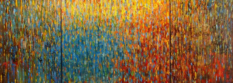 770x275 Saatchi Art Abstract Rain Mixed All Colors (Triptych) Painting By - Triptych Painting