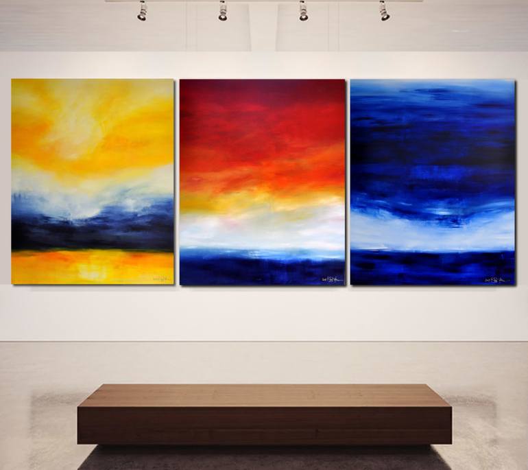 770x685 Saatchi Art Time Is Dancing From Sunset To Sunrise (Triptych - Triptych Painting