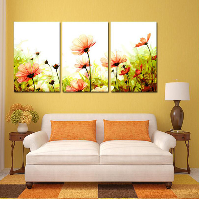 640x640 Three Picture Combination Daisy Flower Diy Oil Painting By Numbers - Triptych Painting
