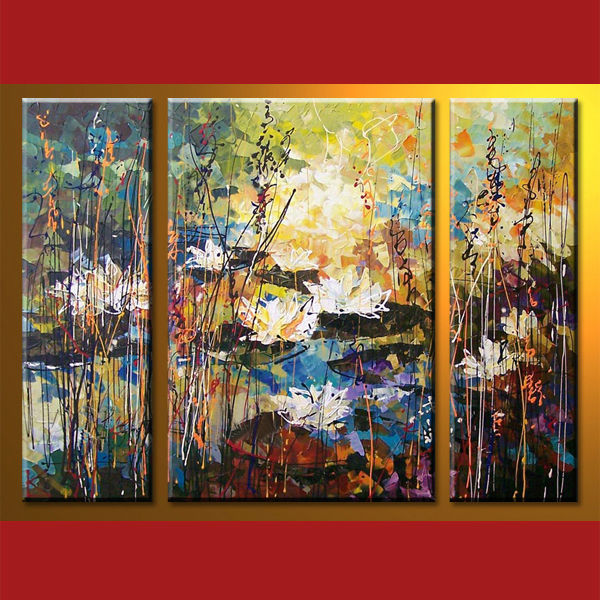 600x600 Wholesale Handmade Modern Abstract Triptyches Paintings - Triptych Painting