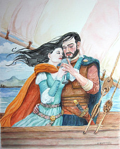 241x300 Tristan And Isolde Ii Painting By Judy Riggenbach - Tristan And Isolde Painting