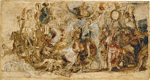 600x321 Rubens , Peter Paul Sketch For The Triumphal Entry Of Henry Iv - Triumphal Entry Painting