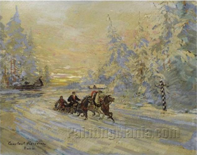 633x500 Winter Sunset With Troika 2 - Troika Painting