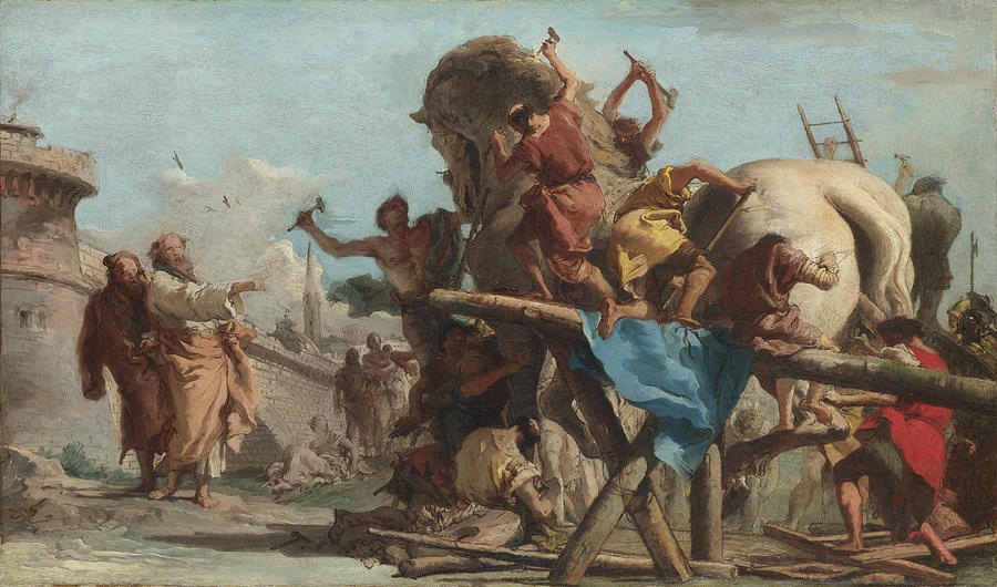 900x530 The Building Of The Trojan Horse Painting By Giovanni Domenico Tiepolo - Trojan Horse Painting