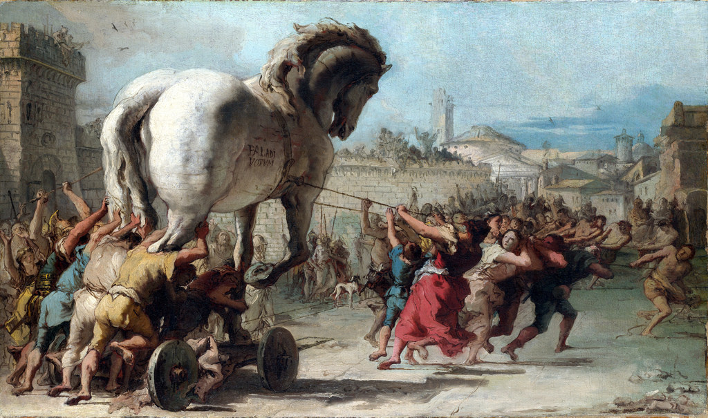 1024x605 The Procession Of The Trojan Horse Into Troy Tiepolo, - Trojan Horse Painting