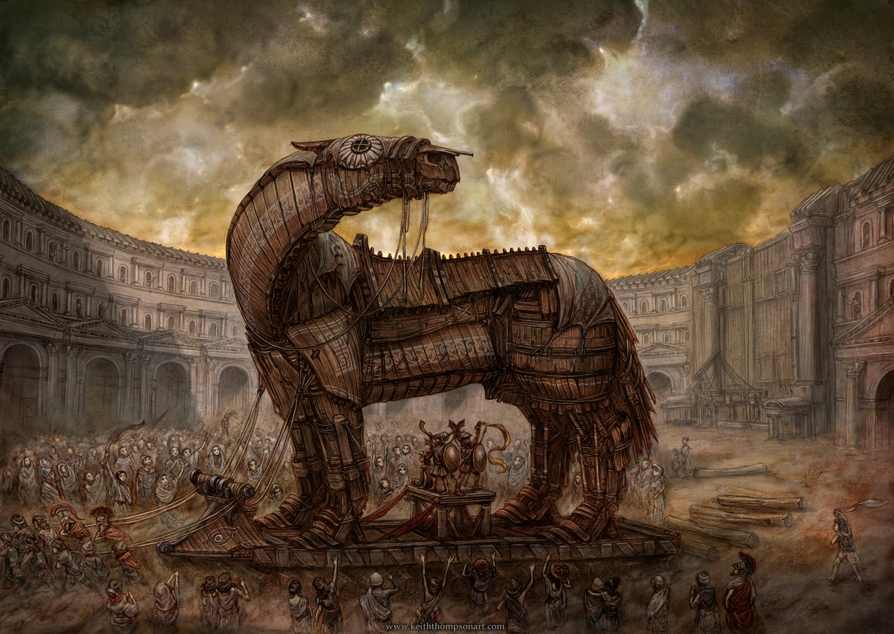 1301x923 Trojan Horse By Keithwormwood - Trojan Horse Painting