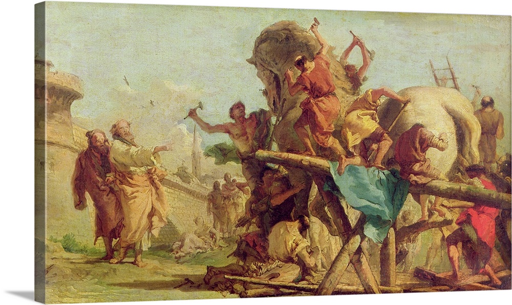 1000x595 The Building Of The Trojan Horse, C.1760 Wall Art, Canvas Prints - Trojan Painting