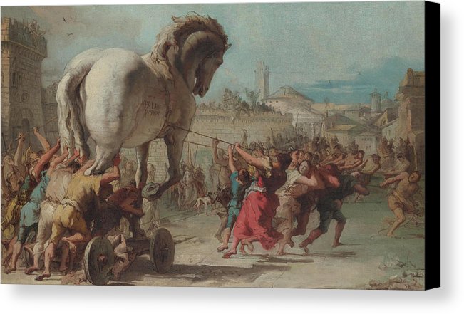 651x441 The Procession Of The Trojan Horse Into Troy Canvas Print Canvas - Trojan Painting