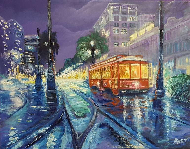 770x603 Saatchi Art New Orleans Trolley Painting By Nicolas Avet - Trolley Painting
