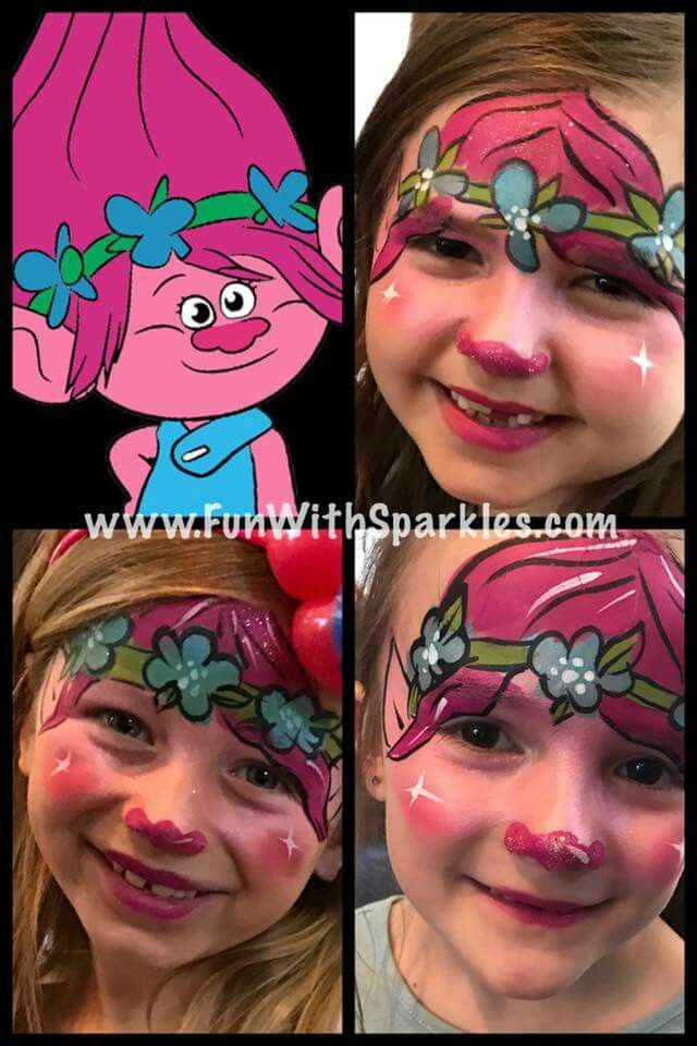 640x960 Trolls The Movie Inspired Face Painting Troll Birthday - Trolls Face Painting