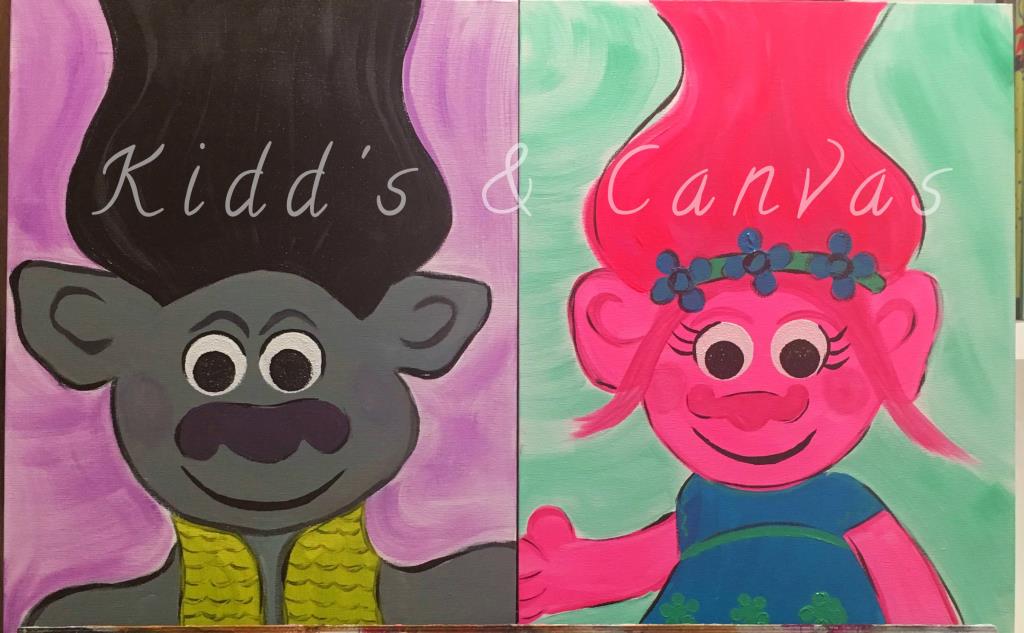 1024x633 Kidd's Amp Canvas Parties Trolls Poppy Amp Branch - Trolls Painting