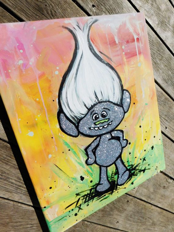 570x762 Guy Diamond Trolls Super Fun Painting Positive Vibes Trolls - Trolls Painting