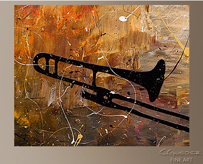 400x324 Modern Music Abstract Art Painting - Trombone Painting