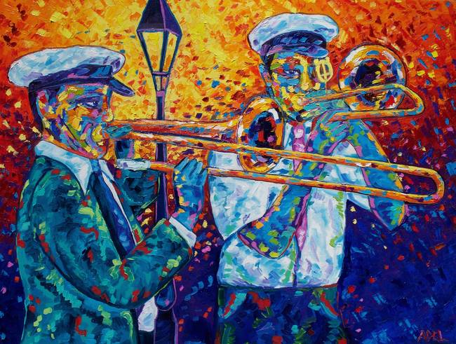650x491 Stunning Trombone Painting Reproductions For Sale On Fine Art Prints - Trombone Painting