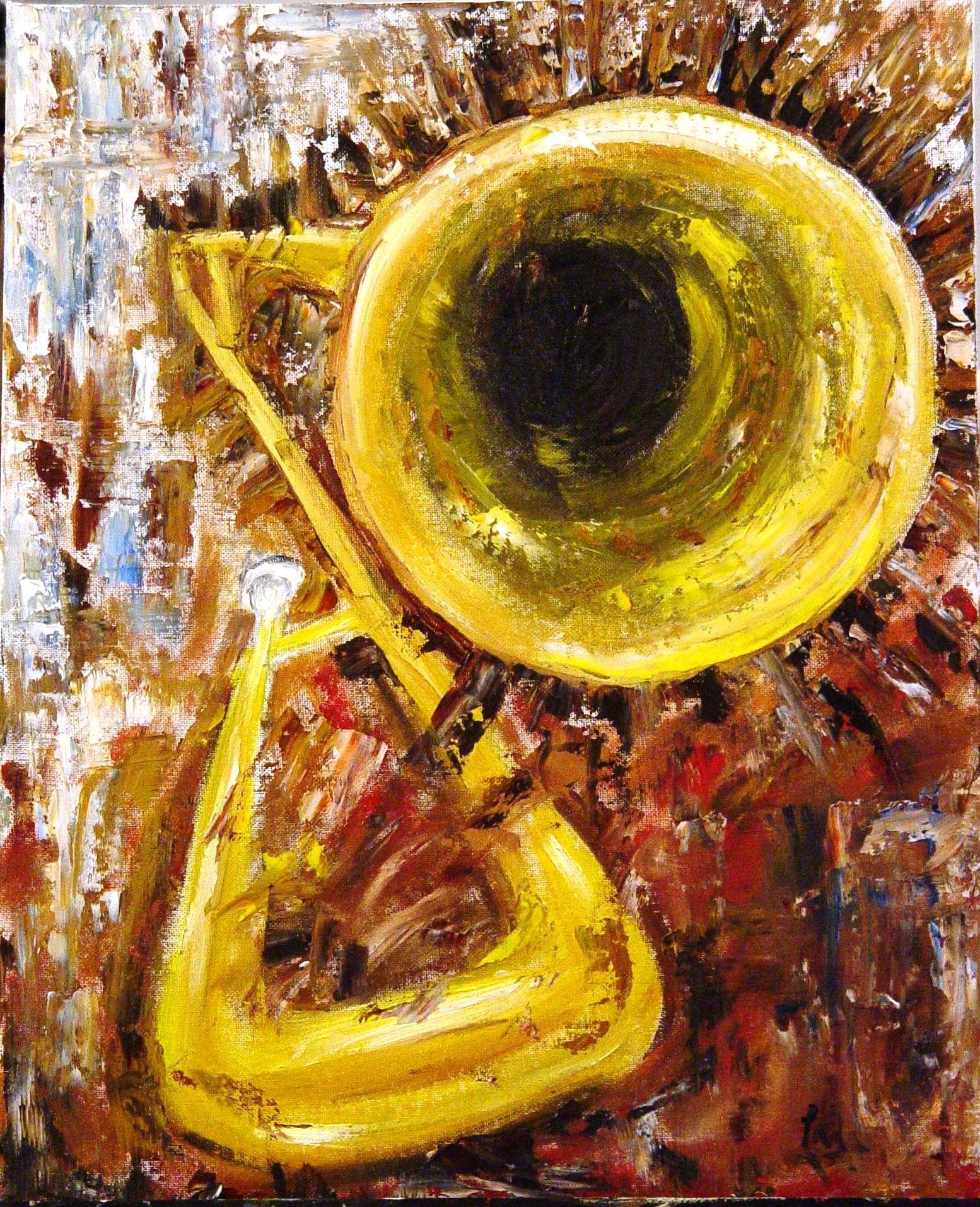 1554x1914 The Spitless Wonder Giclee Print Of Original Trombone Oil - Trombone Painting